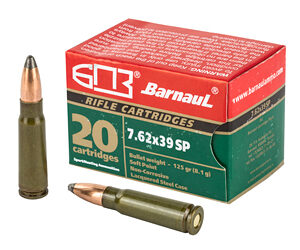 Barnaul Ammunition 7.62X39 125Gr Soft Point Steel Laquered Case 20 Round Box BRN762x39SP125