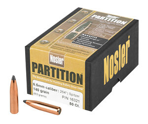 NOSLER Partition .264 Diameter 6.5MM 140 Grain Spitzer 50 Count 16321