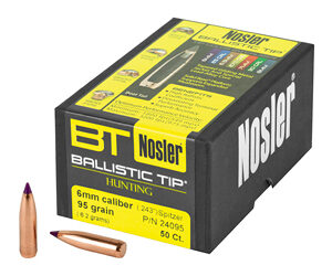 NOSLER Ballistic Tip .243 Diameter 6MM/243 Winchester 95 Grain Spitzer Boat Tail 50 Count 24095