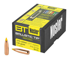 NOSLER Ballistic Tip .277 Diameter 270 Caliber 130 Grain Spitzer Boat Tail 50 Count 27130