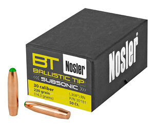 NOSLER Ballistic Tip .308 Diameter 30 Caliber 220 Grain Spitzer Boat Tail 50 Count 30181