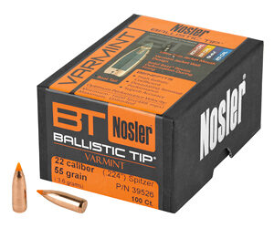 NOSLER Ballistic Tip .224 Diameter 22 Caliber 55 Grain Spitzer 100 Count 39526