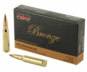 PMC Bronze 308 Winchester 147 Grain Full Metal Jacket 20 Round Box 308B