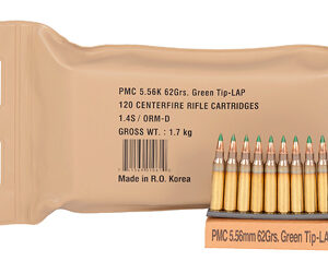 PMC XTAC 556NATO 62 Grain FMJ/LAP 120 Round Bulk Pack Green Tip 5.56K-BP