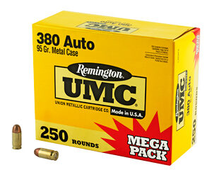Remington UMC 380 ACP 95 Grain Full Metal Jacket Mega Pack 250 Round Box 23721