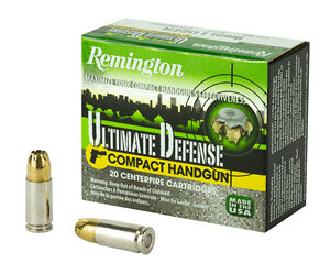 Remington Compact Ultimate Home Defense 9MM 124 Grain Brass Jacketed Hollow Point 20 Round Box 28963
