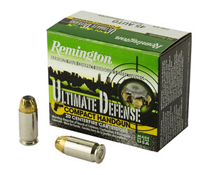 Remington Compact Ultimate Home Defense 45 ACP 230 Grain Brass Jacketed Hollow Point 20 Round Box 28967