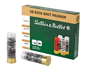 Sellier & Bellot Shotshell 12 Gauge 3" 00 Buck 15 Pellets 10 Round Box SB12BSA