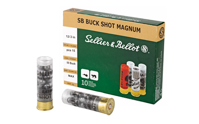 Sellier & Bellot Shotshell 12 Gauge 3" 00 Buck 15 Pellets 10 Round Box SB12BSA