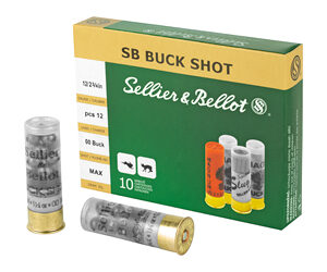 Sellier & Bellot Shotshell 12 Gauge 2.75" 00 Buck 12 Pellets 10 Round Box SB12BSE