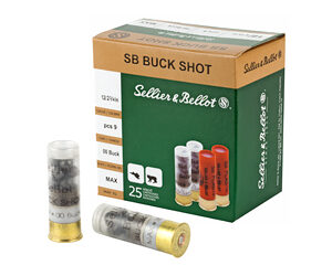 Sellier & Bellot Shotshell 12 Gauge 2.75" 00 Buck 9 Pellets 25 Round Box SB12BSG