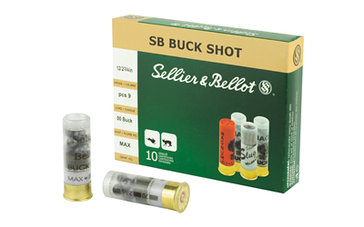 Sellier & Bellot Shotshell 12 Gauge 2.75" 00 Buck 9 Pellets 10 Round Box SB12BSJ