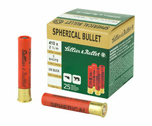 Sellier & Bellot Shotshell 410 Gauge 2.5" Chamber Buckshot 3 Balls 25 Round Box SB410A