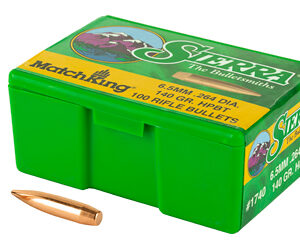 Sierra Bullets – Reloading MatchKing .264 Diameter 6.5MM 140 Grain Boat Tail Hollow Point 100 Count 1740