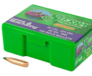 Sierra Bullets – Reloading Tipped MatchKing .224 Diameter 22 Caliber 69 Grain Ballistic Tip 100 Count 7169
