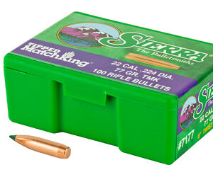 Sierra Bullets – Reloading Tipped MatchKing .224 Diameter 22 Caliber 77 Grain Ballistic Tip 100 Count 7177