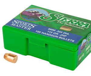 Sierra Bullets – Reloading Sports Master .355 Diameter 9MM 115 Grain Jacketed Hollow Point 100 Count 8110