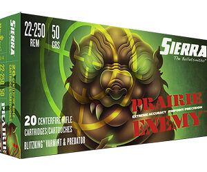 Sierra Bullets Prairie Enemy 22-250 Remington 50Gr BlitzKing 20 Round Box A1451--14
