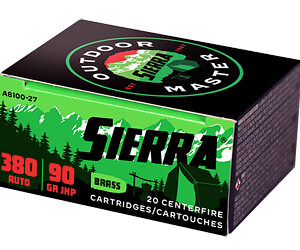 Sierra Bullets Outdoor Master 380 ACP 90Gr Jacketed Hollow Point 20 Round Box A8100--27