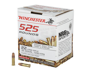Winchester Ammunition USA 22LR 36 Grain Copper Plated Hollow Point 525 Round Brick 22LR525HP
