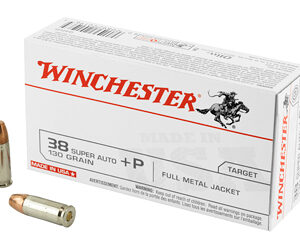 Winchester Ammunition USA 38 Super 130 Grain Full Metal Jacket +P 50 Round Box Q4205