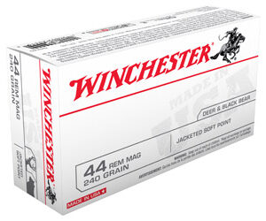 Winchester Ammunition USA 44MAG 240 Grain Jacketed Soft Point 50 Round Box Q4240