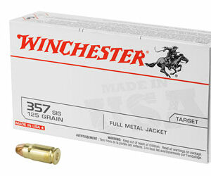 Winchester Ammunition USA 357SIG 125 Grain Full Metal Jacket 50 Round Box Q4309
