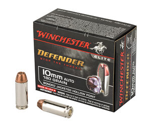 Winchester Ammunition Defender 10MM 180 Grain Bonded Jacketed Hollow Point 20 Round Box S10MMPDB