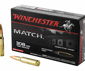 Winchester Ammunition Match 308WIN 168 Grain Boat Tail Hollow Point 20 Round Box S308M