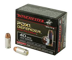 Winchester Ammunition Defender Supreme Elite 40S&W 165 Grain Bonded Jacketed Hollow Point PDX1 20 Round Box S40SWPDB