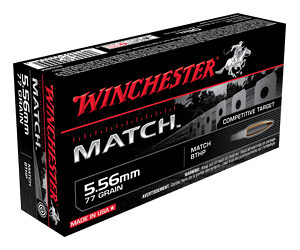 Winchester Ammunition Match 556NATO 77Gr Boat Tail Hollow Point 20 Rounds Per Box S556M