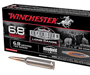 Winchester Ammunition Expedition Big Game Long Range 6.8 Western 165Gr AccuBond 20 Round Box S68WLR