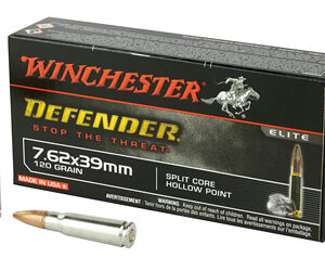 Winchester Ammunition Defender PDX1 762X39 120 Grain Split Core Hollow Point 20 Round Box S76239PDB
