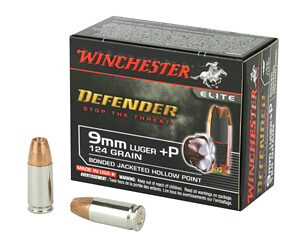 Winchester Ammunition Defender 9MM +P 124 Grain PDX1 Bonded Jacketed Hollow Point 20 Round Box S9MMPDB