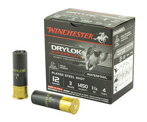 Winchester Ammunition Drylok HV 12 Gauge 3" #4 1 1/4 oz. Shotshell Lead Free 25 Round Box SSH1234