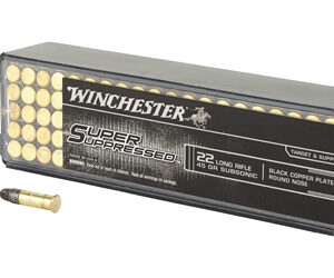 Winchester Ammunition Super Suppressed 22LR 45 Grain Black Copper Plated Round Nose 100 Round Box SUP22LR