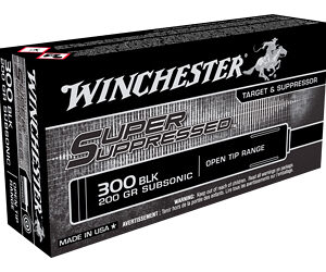 Winchester Ammunition Super Suppressed 300 Blackout 200 Grain Open Tip 20 Round Box SUP300BLK