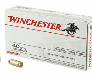 Winchester Ammunition USA 40 S&W 180 Grain Jacketed Hollow Point 50 Round Box USA40JHP