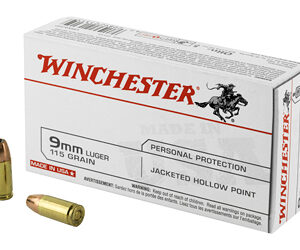 Winchester Ammunition USA 9MM 115 Grain Jacketed Hollow Point 50 Round Box USA9JHP