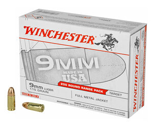 Winchester Ammunition USA 9MM 115 Grain Full Metal Jacket 200 Round Box USA9WY
