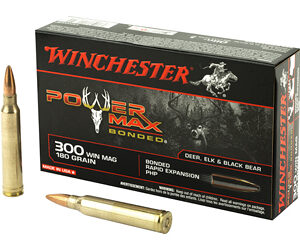 Winchester Ammunition Power Max Bonded 300 WIN MAG 180 Grain Bonded Protected Hollow Point 20 Round Box X30WM2BP