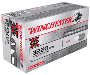 Winchester Ammunition Super-X 32-20 Win 100 Grain Lead Flat Nose 50 Round Box X32201