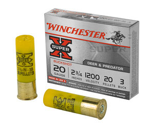 Winchester Ammunition Super-X 20 Gauge 2.75" 3 Buck Buckshot 20 Pellets 5 Round Box XB203