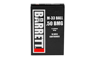 Barrett Ammo, 50BMG, 661Gr, Full Metal Jacket, 10 Rounds per Box, 2,750fps 19372