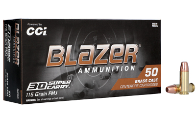 Blazer Ammunition Blazer Brass  30 Super Carry  115 Grain  Full Metal Jacket  50 Round Box 5205