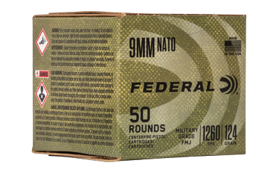 Federal Military Grade  9MM  124 Grain  Full Metal Jacket  NATO Spec  50 Round Box C9N882