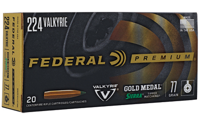 Federal Gold Medal  224 Valkyrie  77 Grain  Tipped Match King  20 Round Box GM224VLKTMK