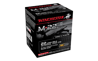 Winchester Ammunition M22  22LR  40 Grain  Copper Plated Round Nose  500 Round Box S22LRT