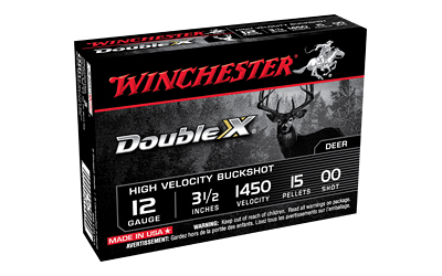 Winchester Ammunition Double X  12 Gauge 3.5"  00 Buck  Buckshot  15 Pellets  5 Round Box  250 Round Case SB12L00