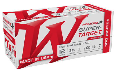 Winchester Ammunition Super-Target  12 Gauge 2.75"  #7  3 Dr  1 1/8 oz  Steel Shot  100 Round Box TRGT12S7VP